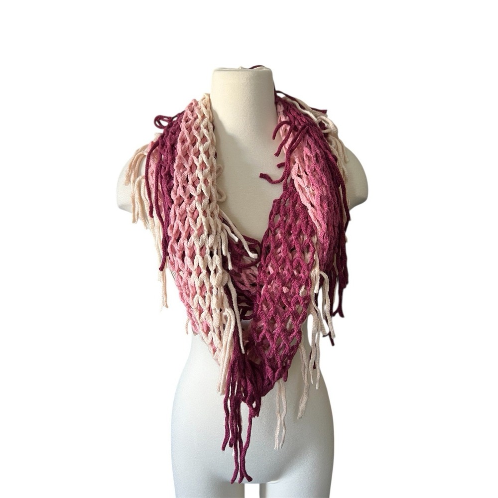 Unbranded Ombre Multicolor Crochet Scarf Fringed Retro Rainbow Boho Unisex